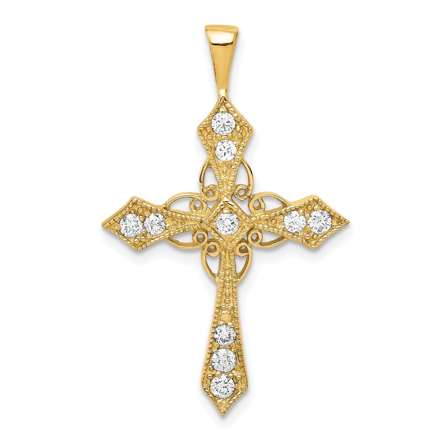 14k 1/3 carat AA Diamond Passion Cross Pendant