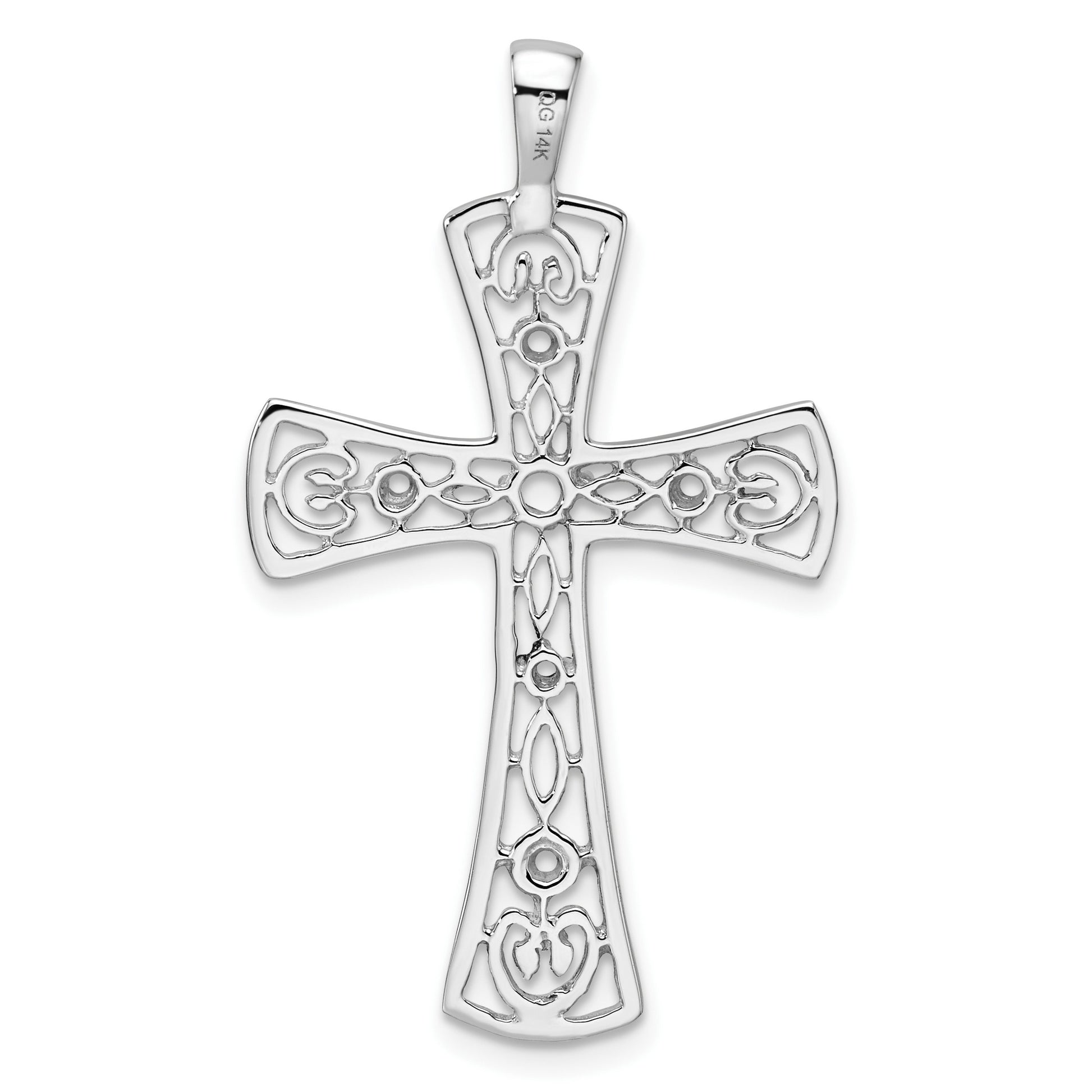 14k White Gold Fancy Cross Pendant Mounting