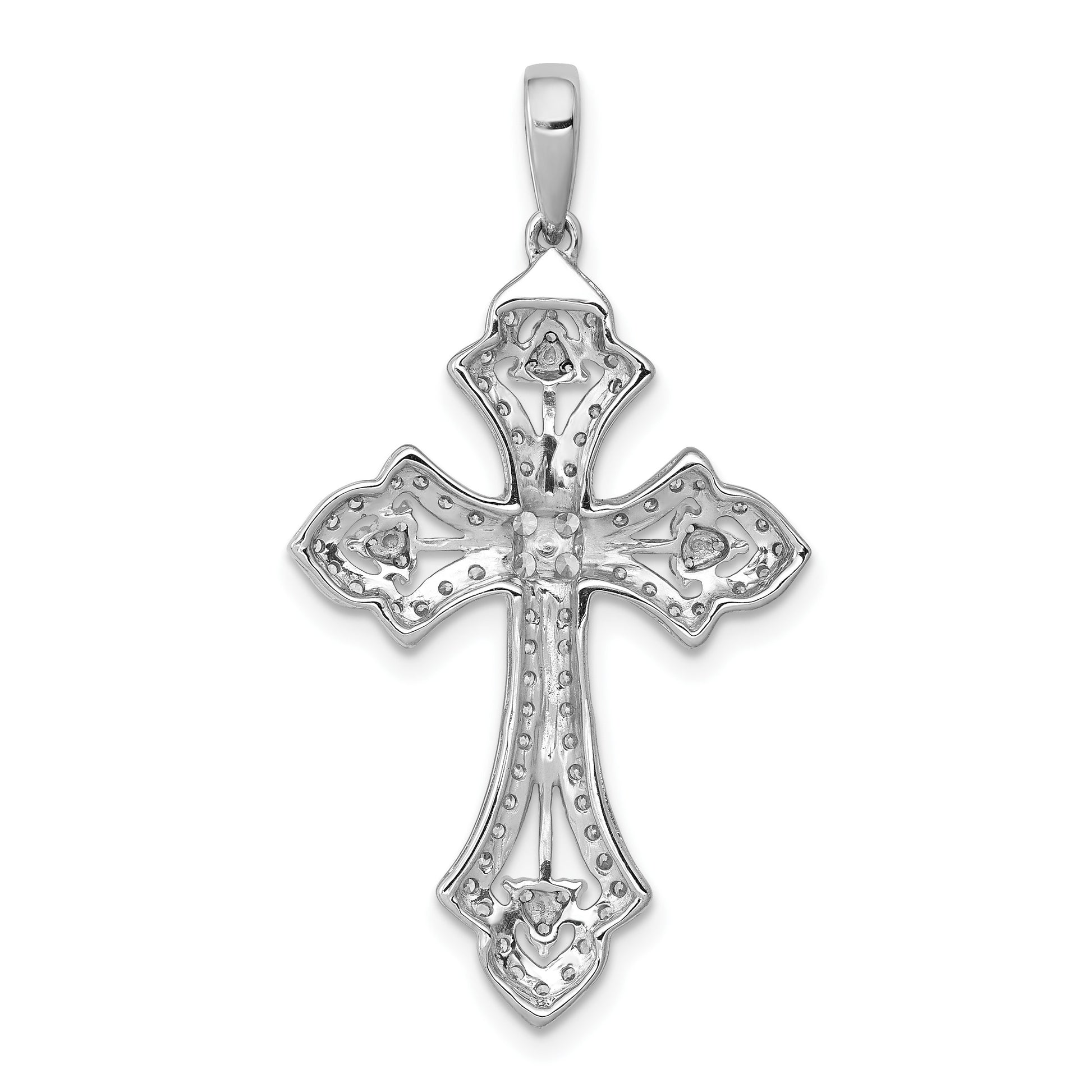 14k White Gold 1/2 carat Diamond Fancy Cross Pendant