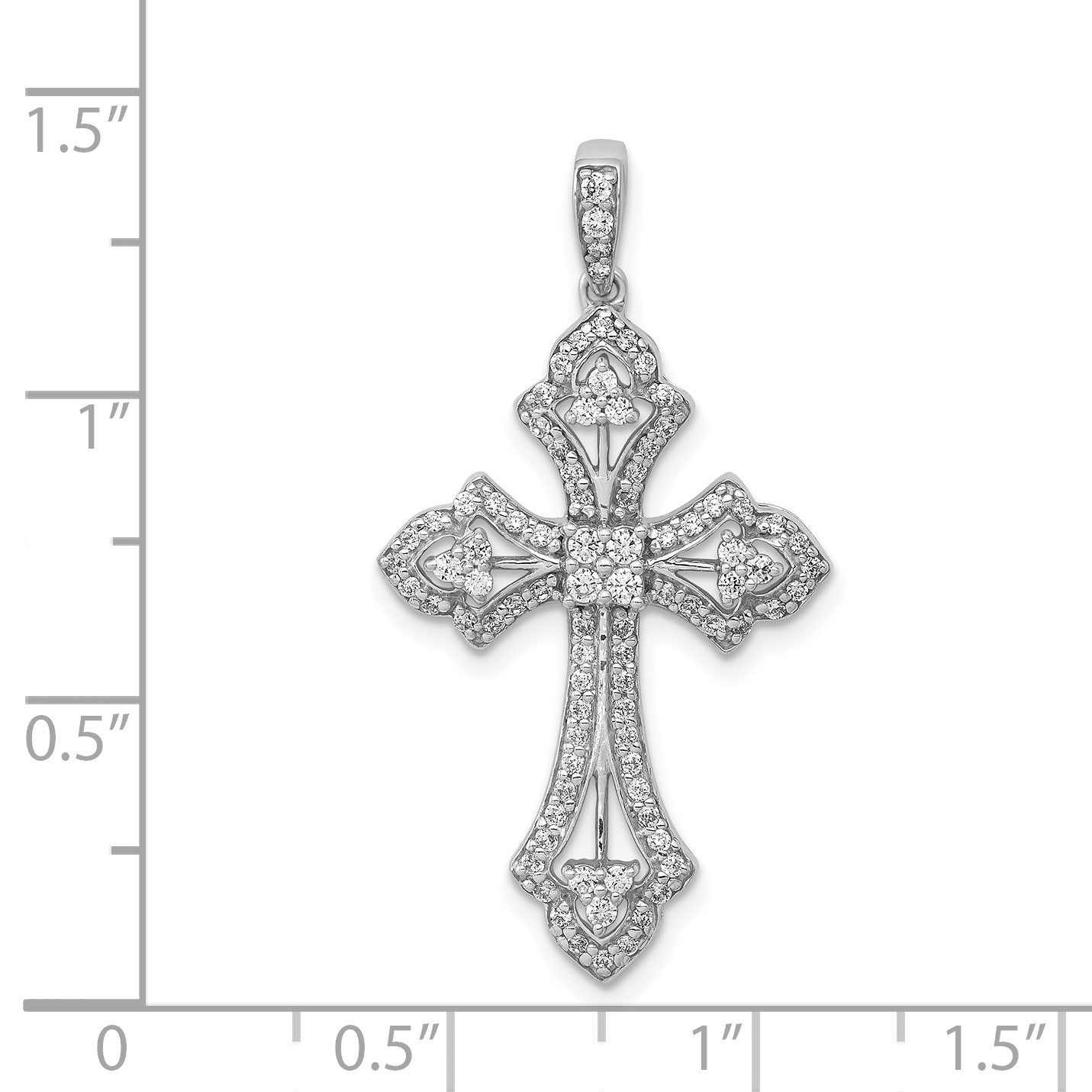 14k White Gold 1/2 carat Diamond Fancy Cross Pendant