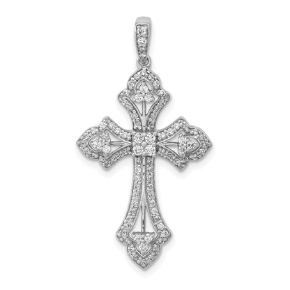 14k White Gold 1/2 carat Diamond Fancy Cross Pendant