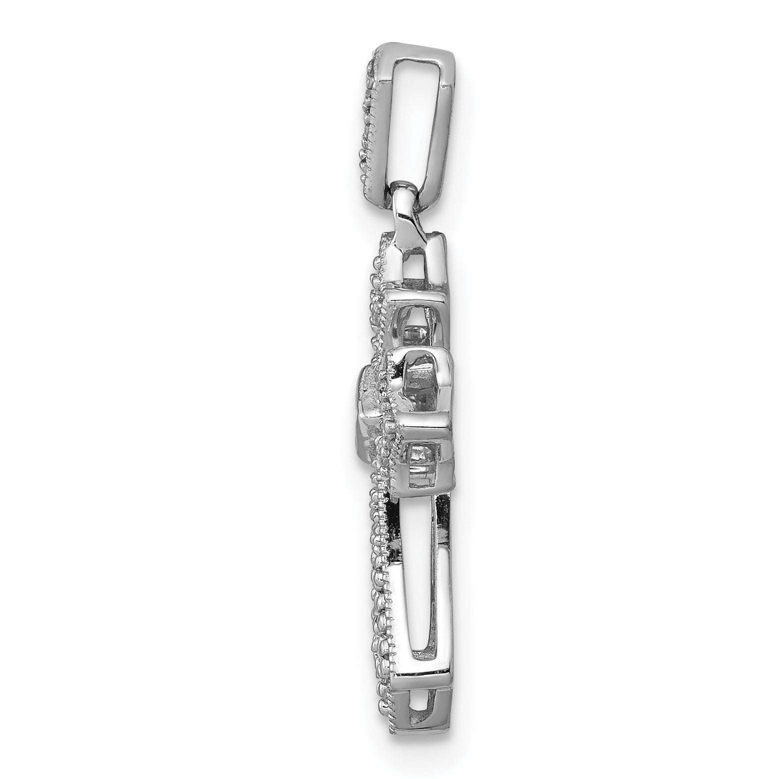 14k White Gold 1/10 carat Diamond Fancy Cross Pendant