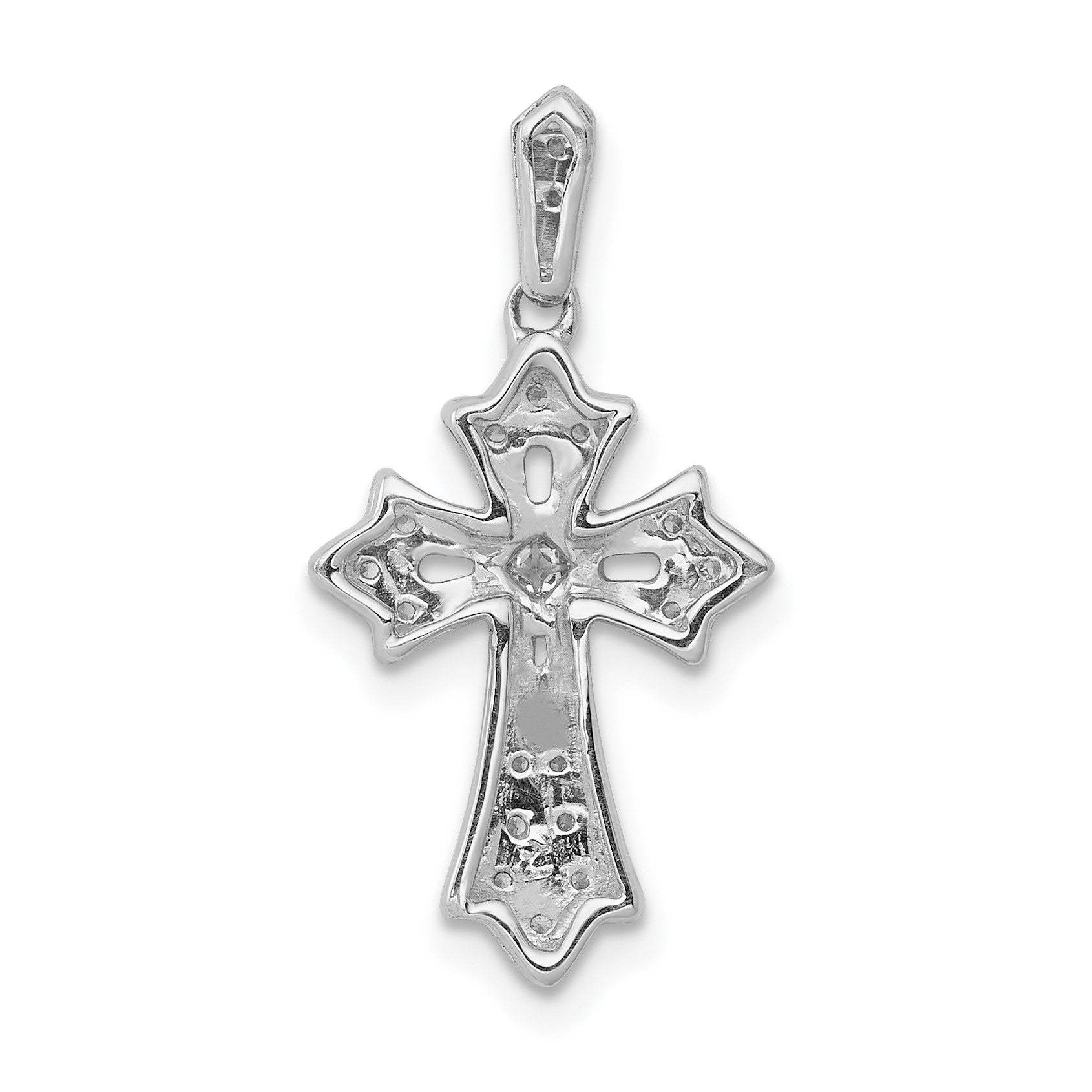 14k White Gold 1/10 carat Diamond Fancy Cross Pendant