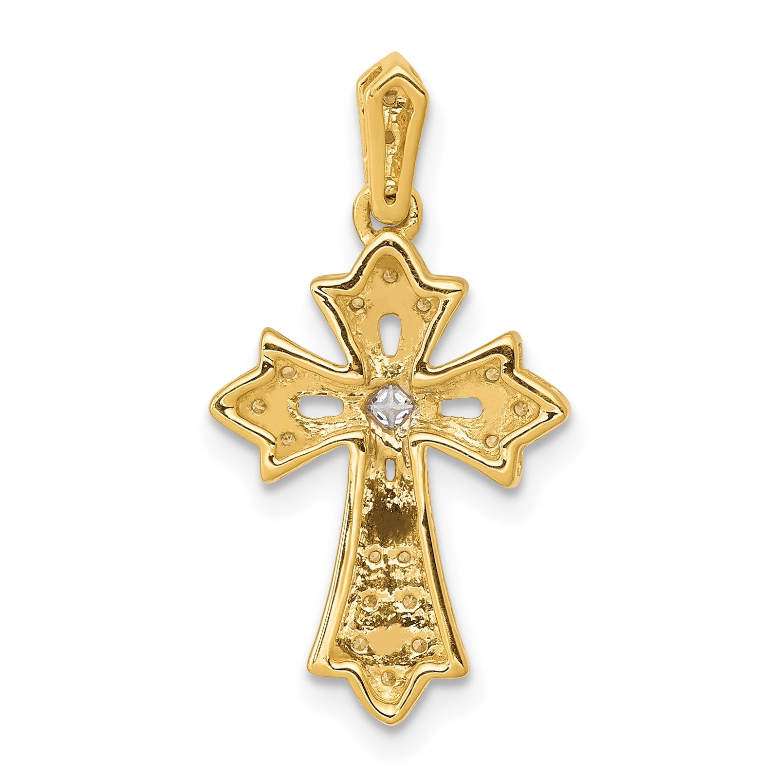 14k 1/10 carat Diamond Fancy Cross Pendant