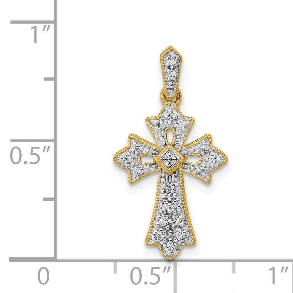 14k 1/10 carat Diamond Fancy Cross Pendant