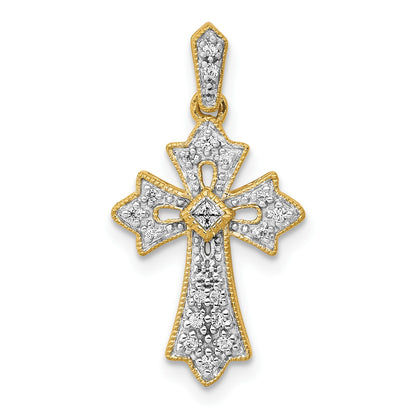 14k 1/10 carat Diamond Fancy Cross Pendant