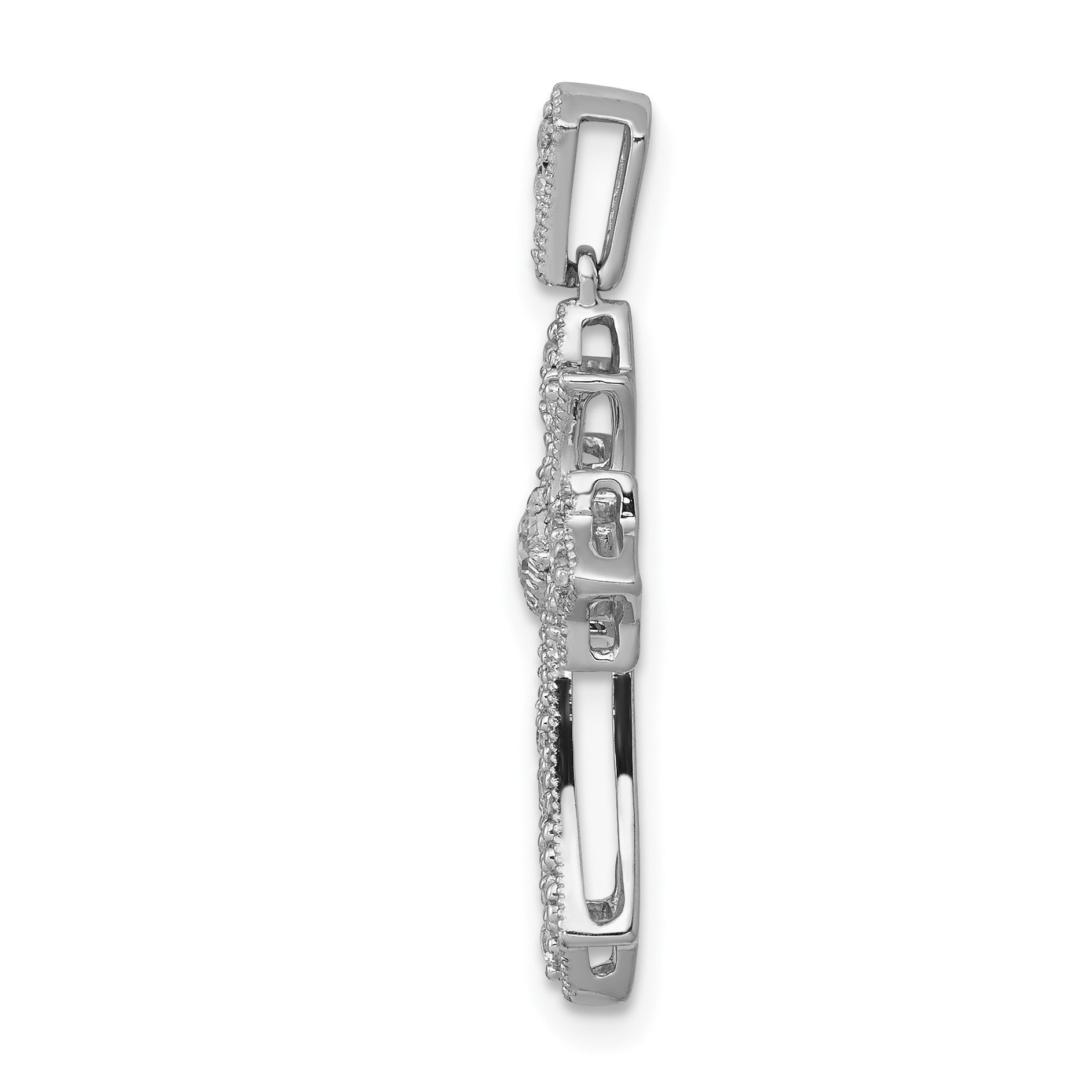 14k White Gold 1/6 carat Diamond Fleur de Lis Cross Pendant