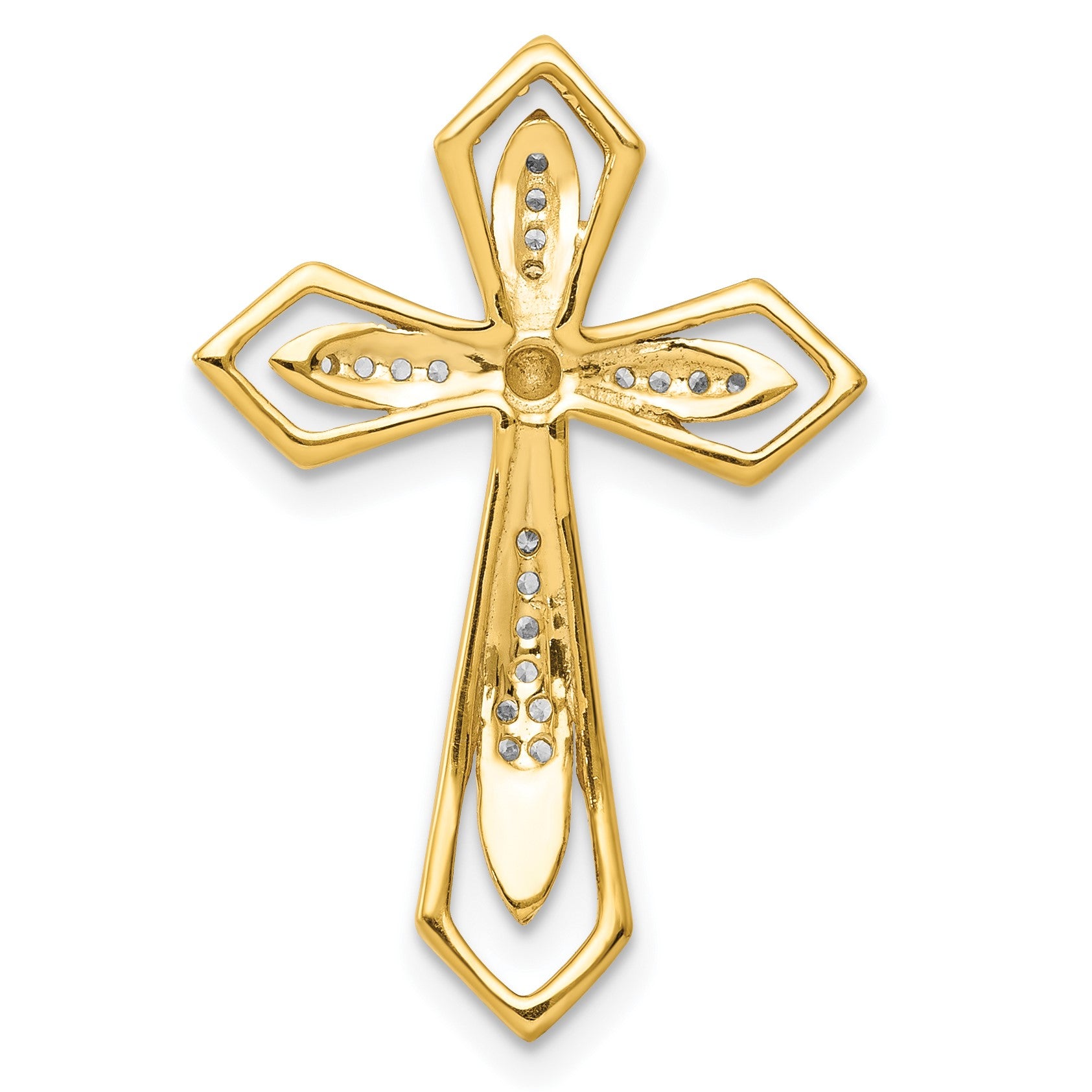 14k 1/15 carat Diamond Cross Chain Slide