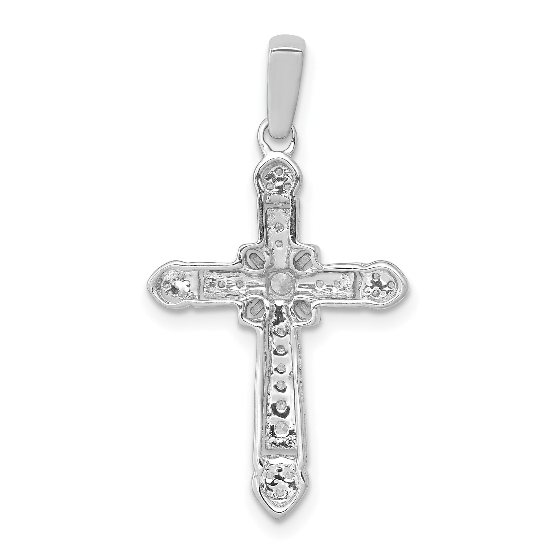 14k White Gold 1/6 carat Diamond Filigree Cross Pendant