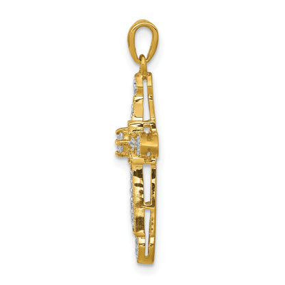 14k 1/6 carat Diamond Filigree Cross Pendant