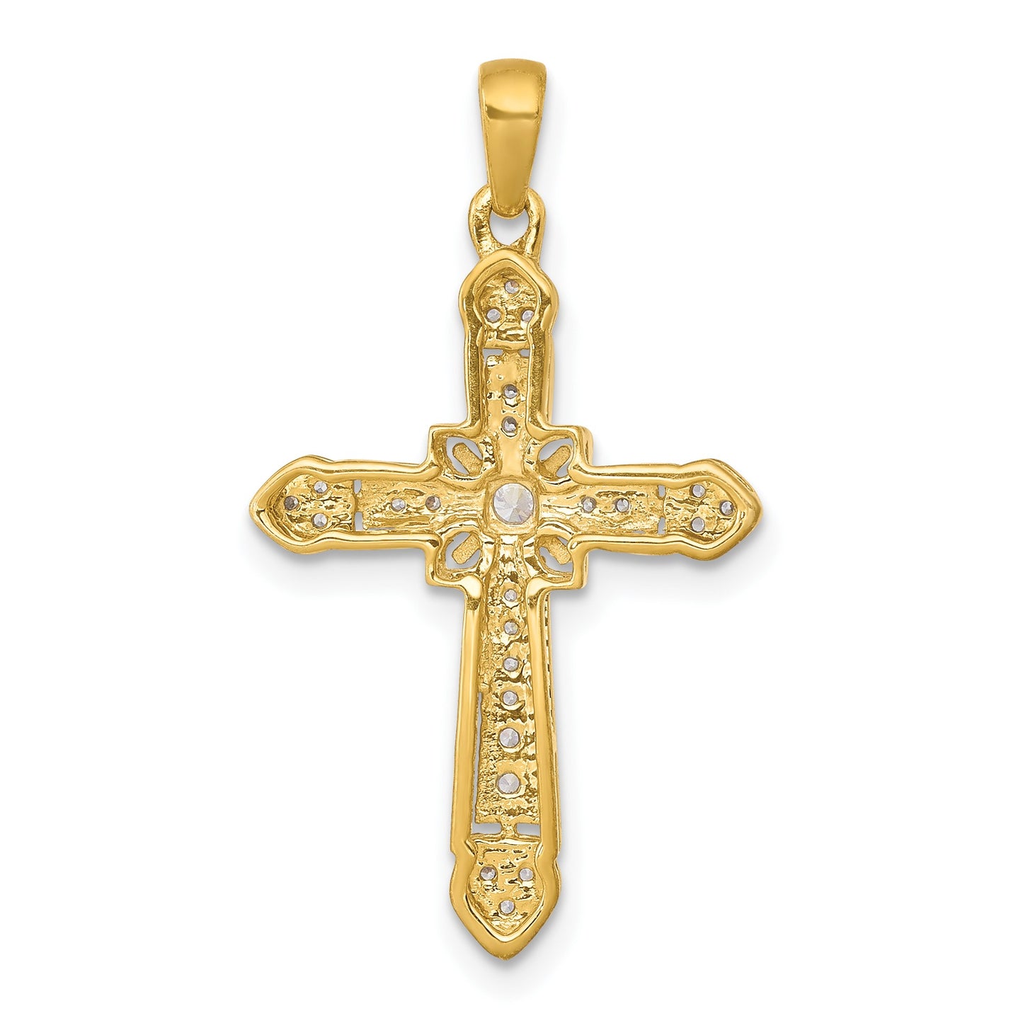 14k 1/6 carat Diamond Filigree Cross Pendant