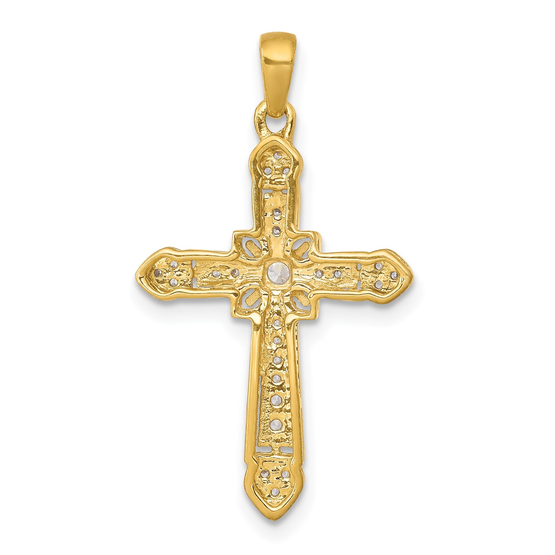 14k 1/6 carat Diamond Filigree Cross Pendant