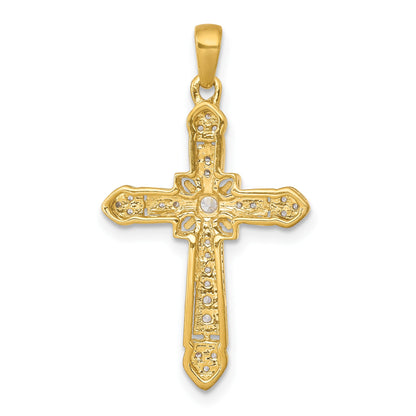 14k 1/6 carat Diamond Filigree Cross Pendant