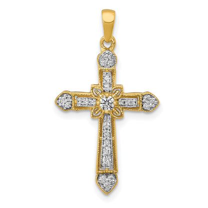 14k 1/6ct. Diamond Filigree Cross Pendant