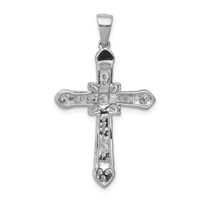 14k White Gold 1/3 carat Diamond Filigree Cross Pendant