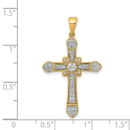 14k 1/3ct. Diamond Filigree Cross Pendant