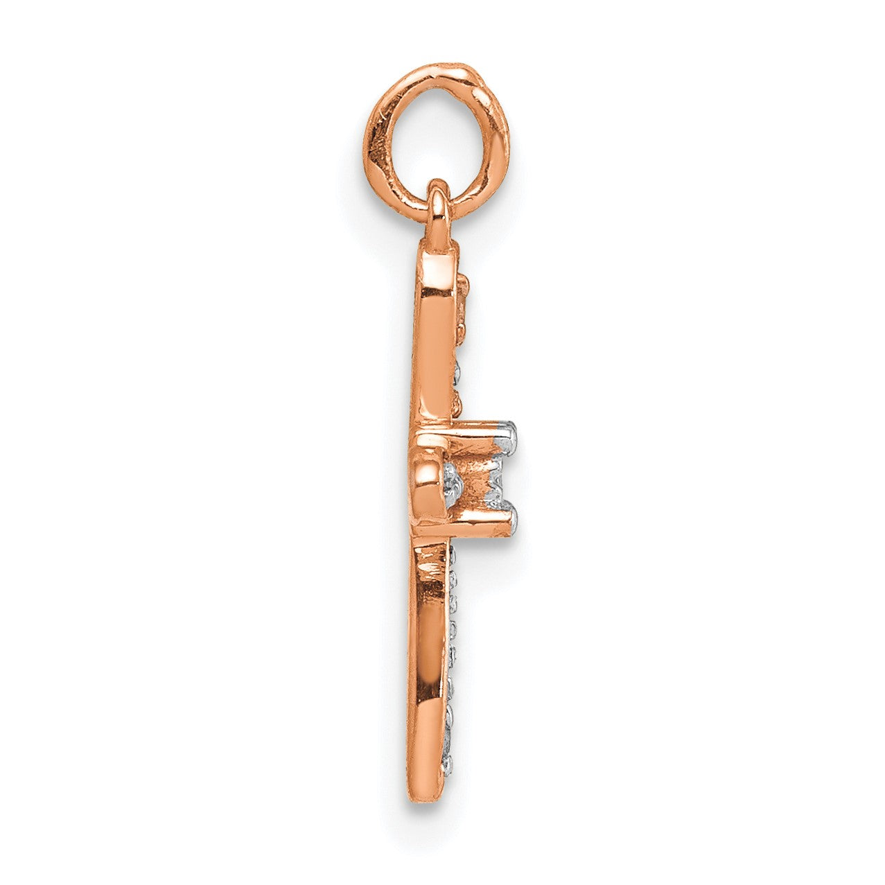 14k Rose Gold .03 carat Diamond Cross Charm