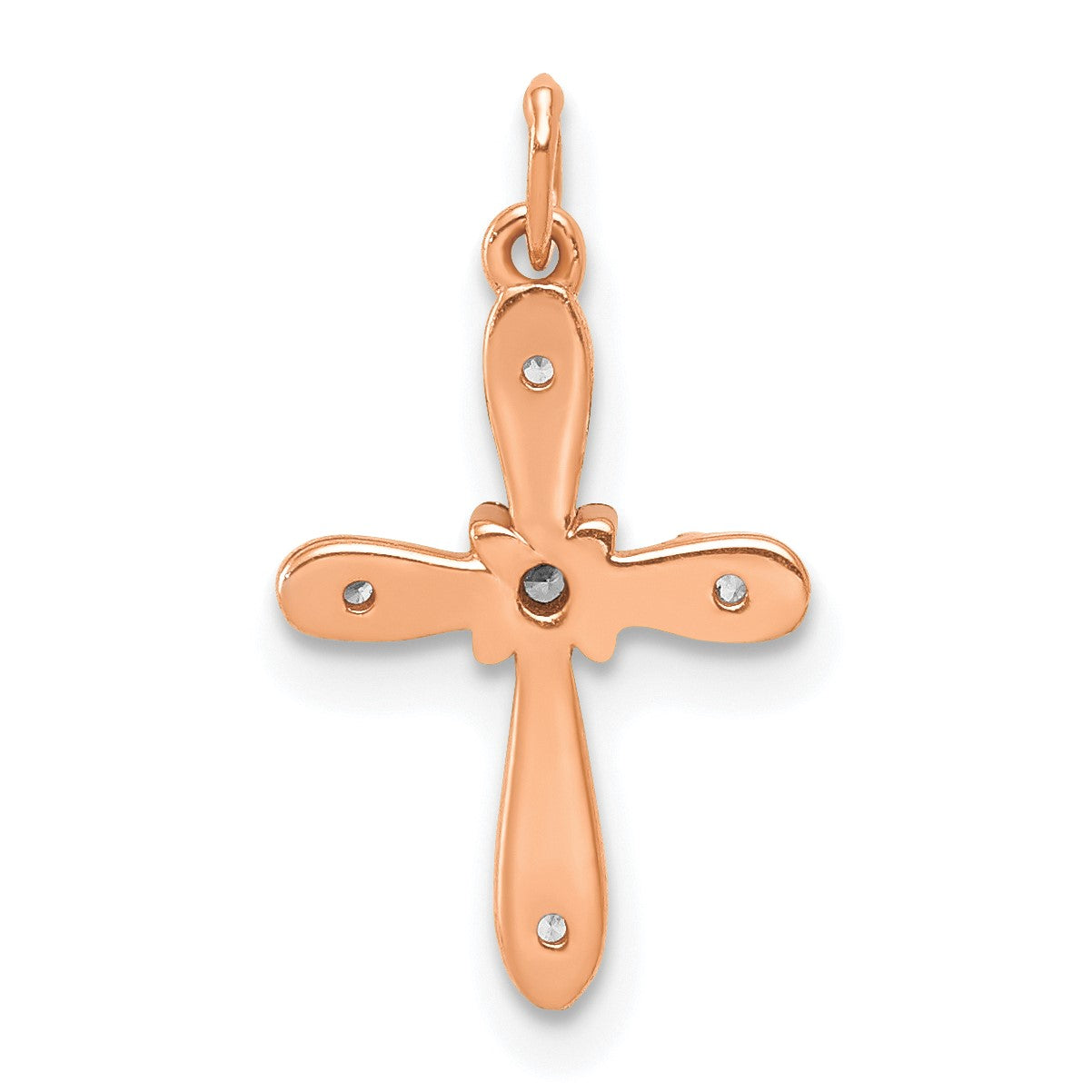 14k Rose Gold .03 carat Diamond Cross Charm