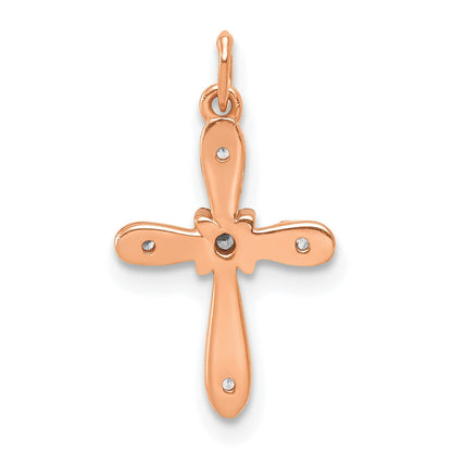 14k Rose Gold .03 carat Diamond Cross Charm