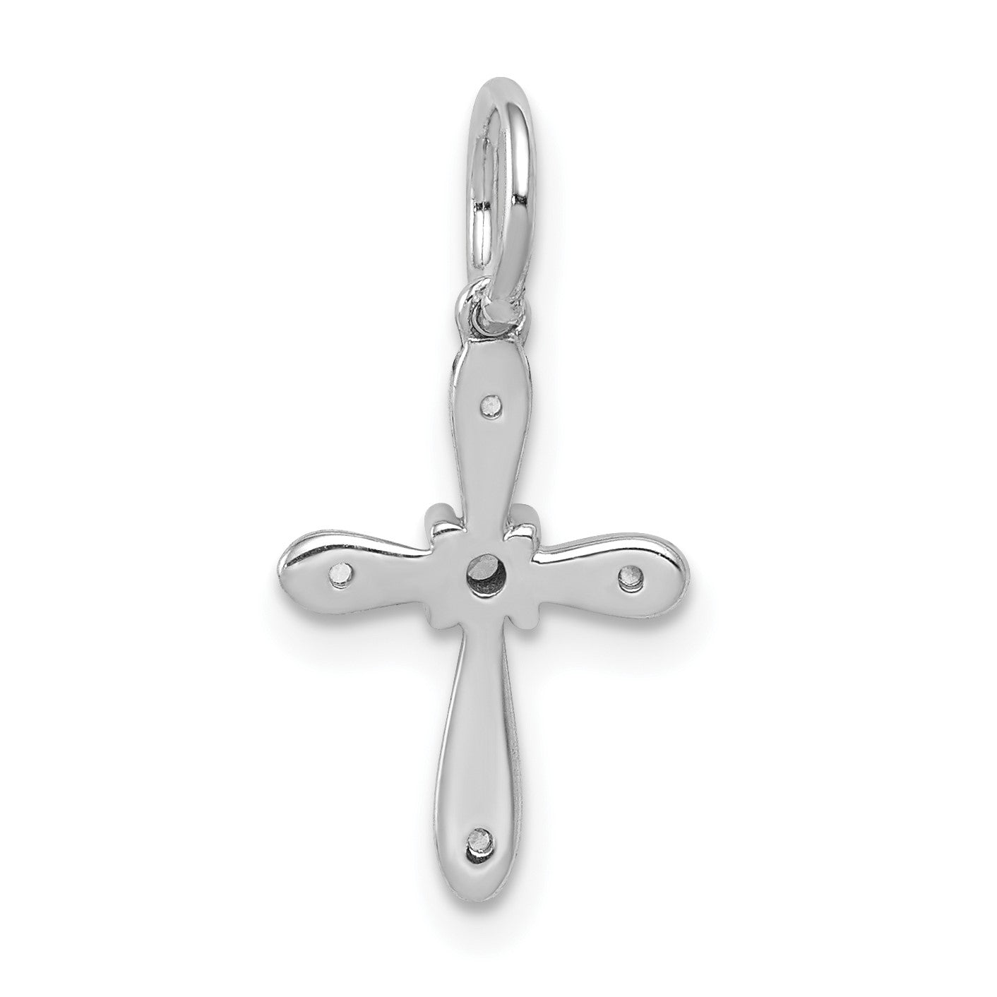 14k White Gold .03 carat Diamond Cross Charm