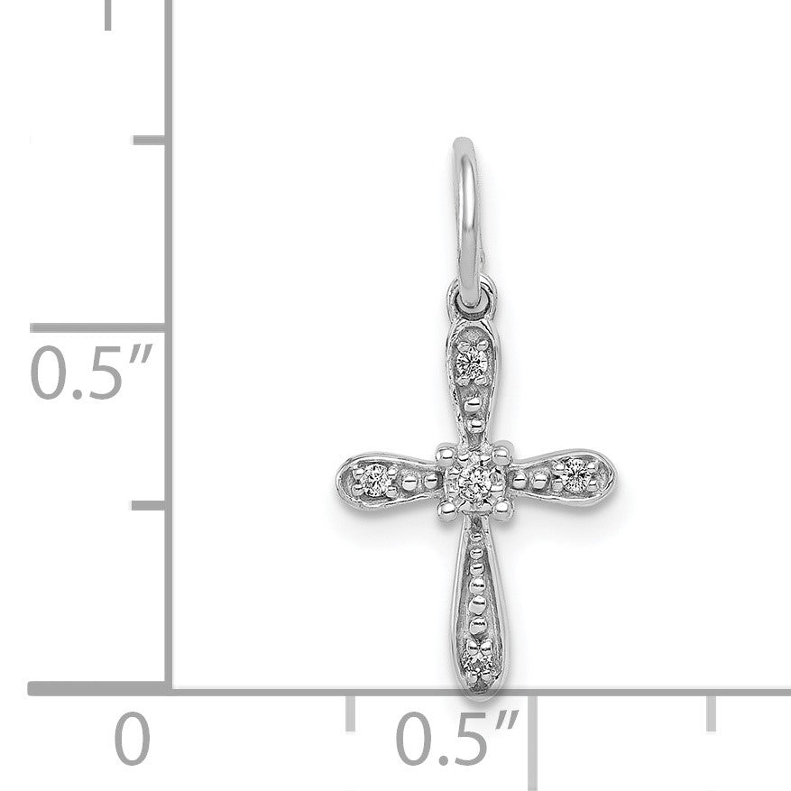 14k White Gold .03 carat Diamond Cross Charm