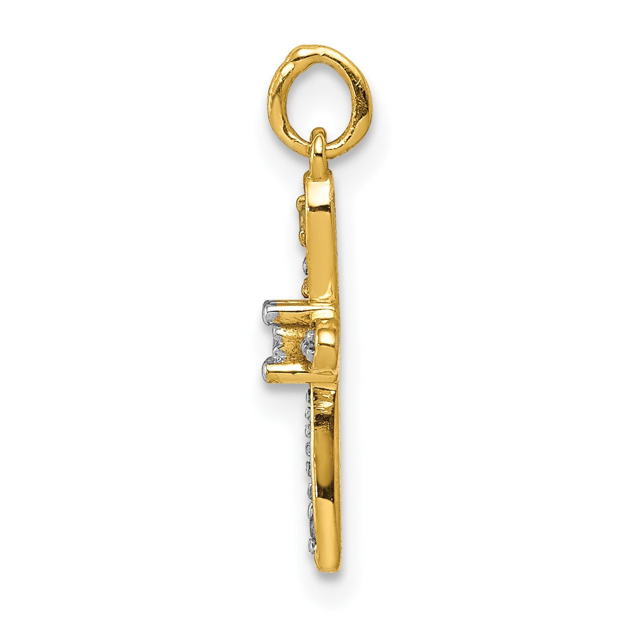 14k and White Rhodium .03 carat Diamond Cross Charm