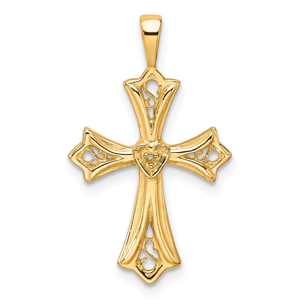 14k Cross w/ Heart Center Pendant Mounting