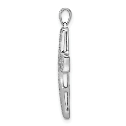 14k White Gold 1/2 carat Diamond Latin Cross Pendant