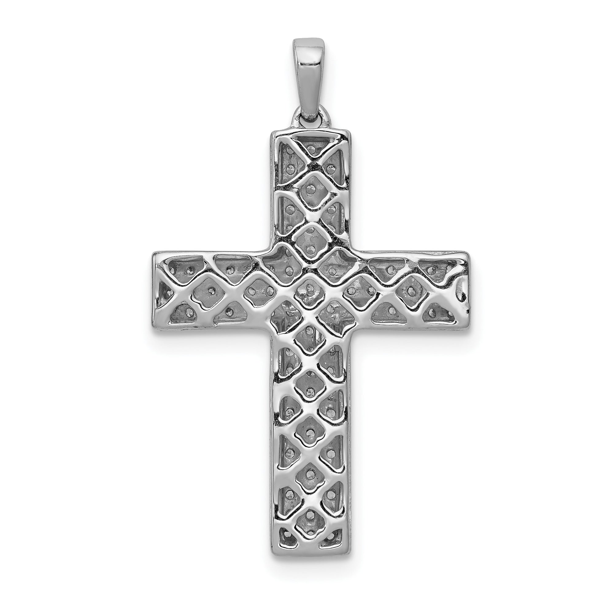 14k White Gold 1/2 carat Diamond Latin Cross Pendant