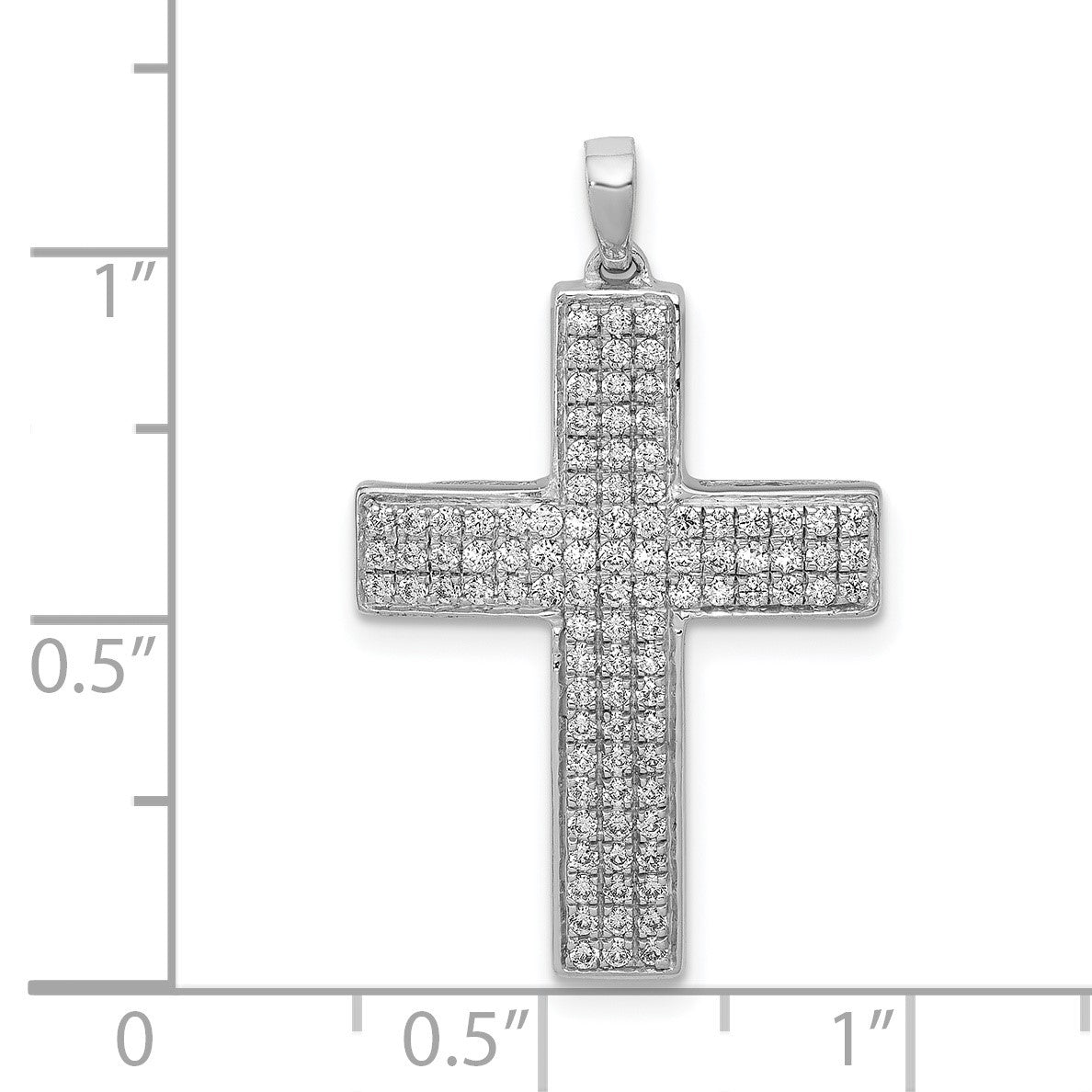 14k White Gold 1/2 carat Diamond Latin Cross Pendant