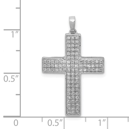 14k White Gold 1/2 carat Diamond Latin Cross Pendant