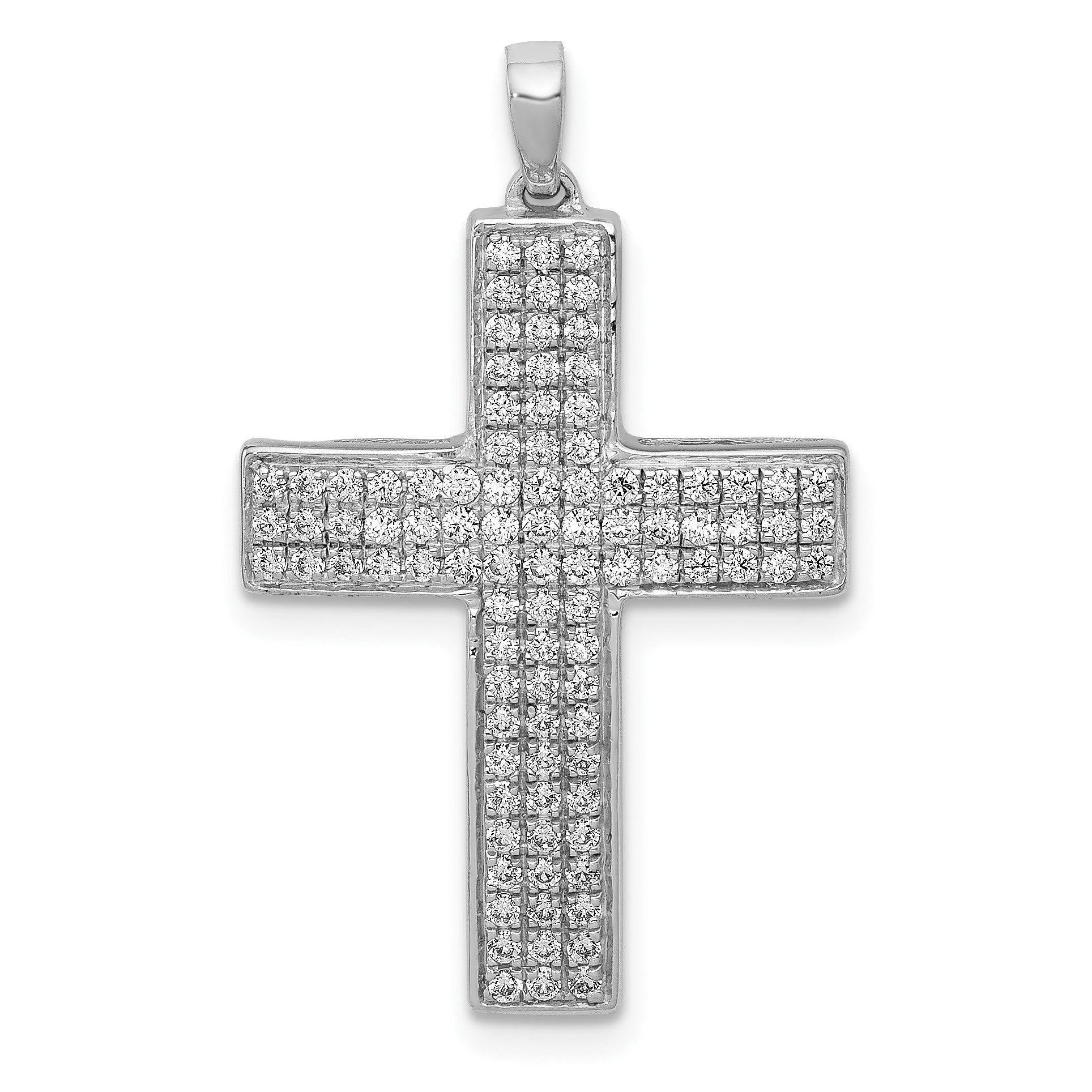 14k White Gold 1/2 carat Diamond Latin Cross Pendant