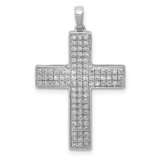 14k White Gold 1/2 carat Diamond Latin Cross Pendant