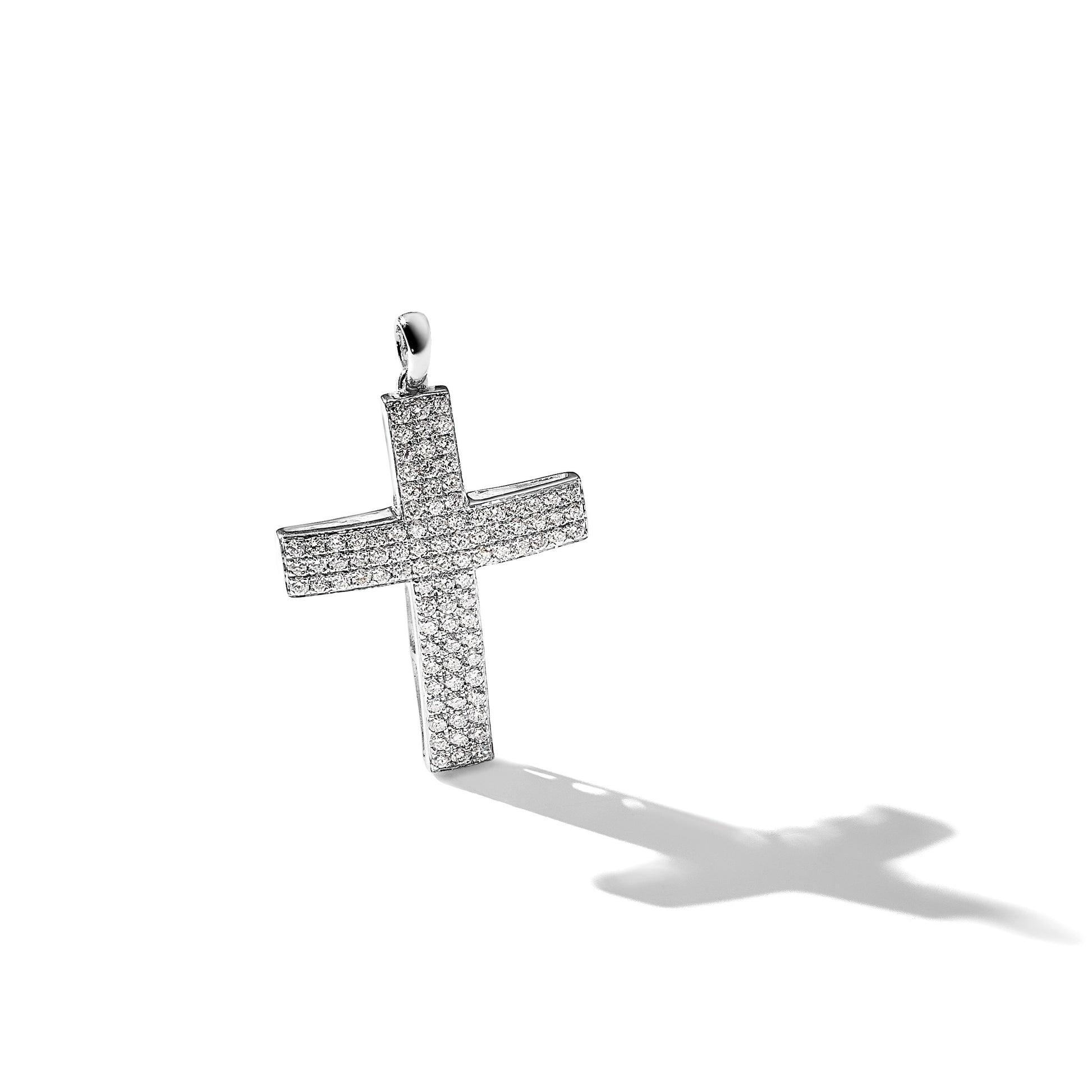 14k White Gold 1/2 carat Diamond Latin Cross Pendant
