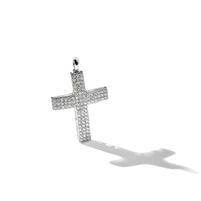 14k White Gold 1/2 carat Diamond Latin Cross Pendant