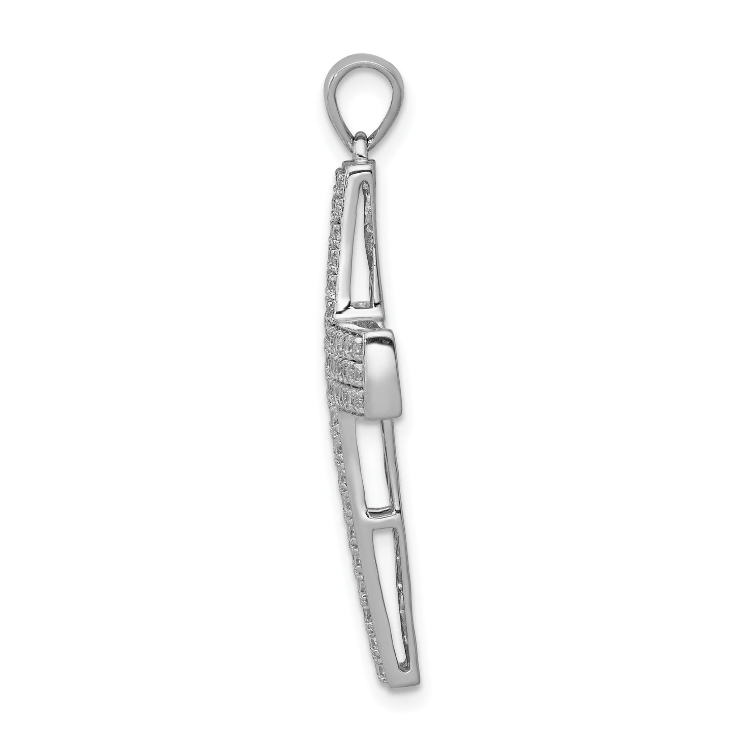 14k White Gold 1 carat Diamond Latin Cross Pendant