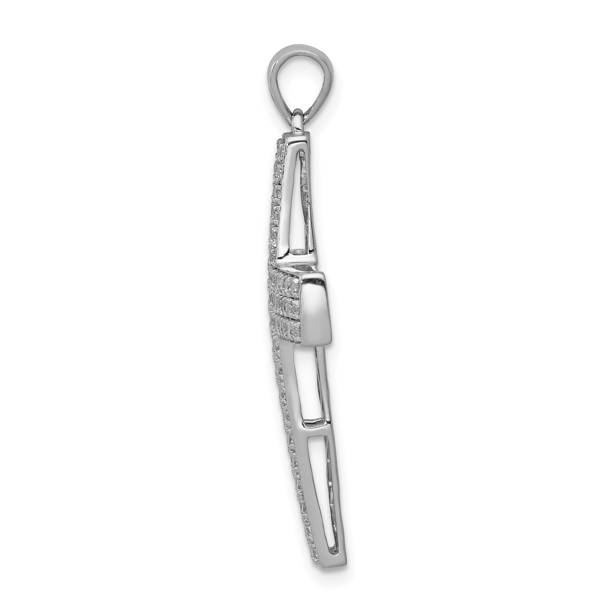 14k White Gold 1 carat Diamond Latin Cross Pendant