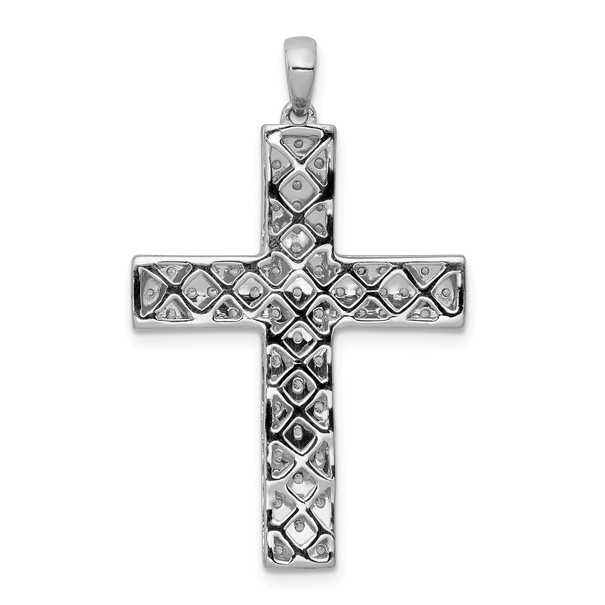 14k White Gold 1 carat Diamond Latin Cross Pendant