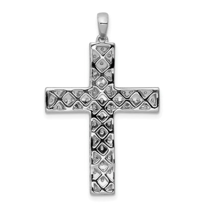 14k White Gold 1 carat Diamond Latin Cross Pendant