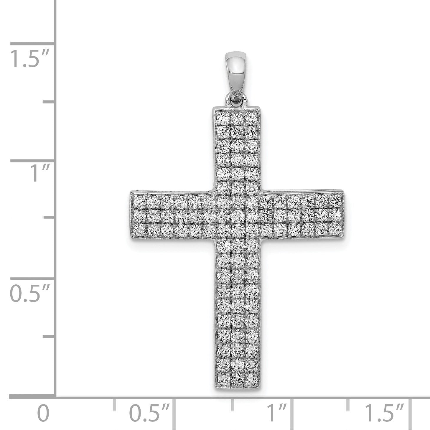 14k White Gold 1 carat Diamond Latin Cross Pendant