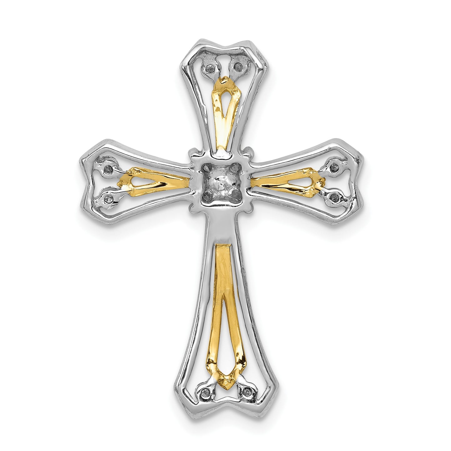 14k Two-Tone 1/3 carat Diamond Cross Chain Slide