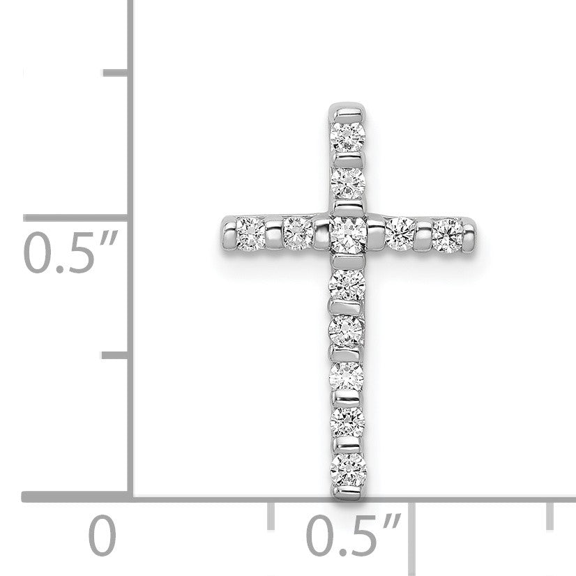 14k White Gold 1/4 carat Diamond Cross Chain Slide