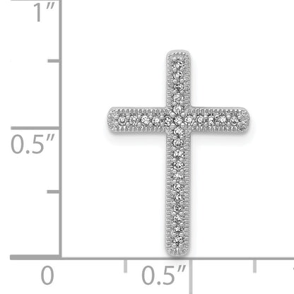 14k White Gold 1/10 carat Diamond Cross Chain Slide