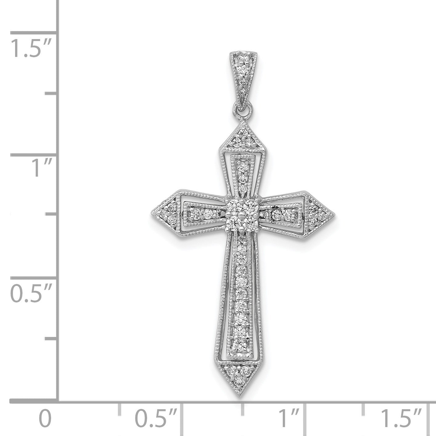 14k White Gold 1/3 carat Diamond Passion Cross Pendant