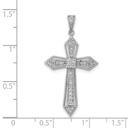 14k White Gold 1/3 carat Diamond Passion Cross Pendant