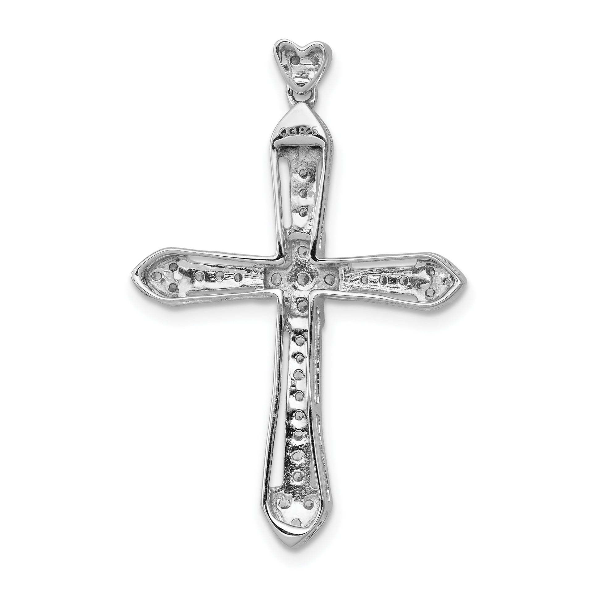 14k White Gold 1/3 carat Diamond Cross Pendant