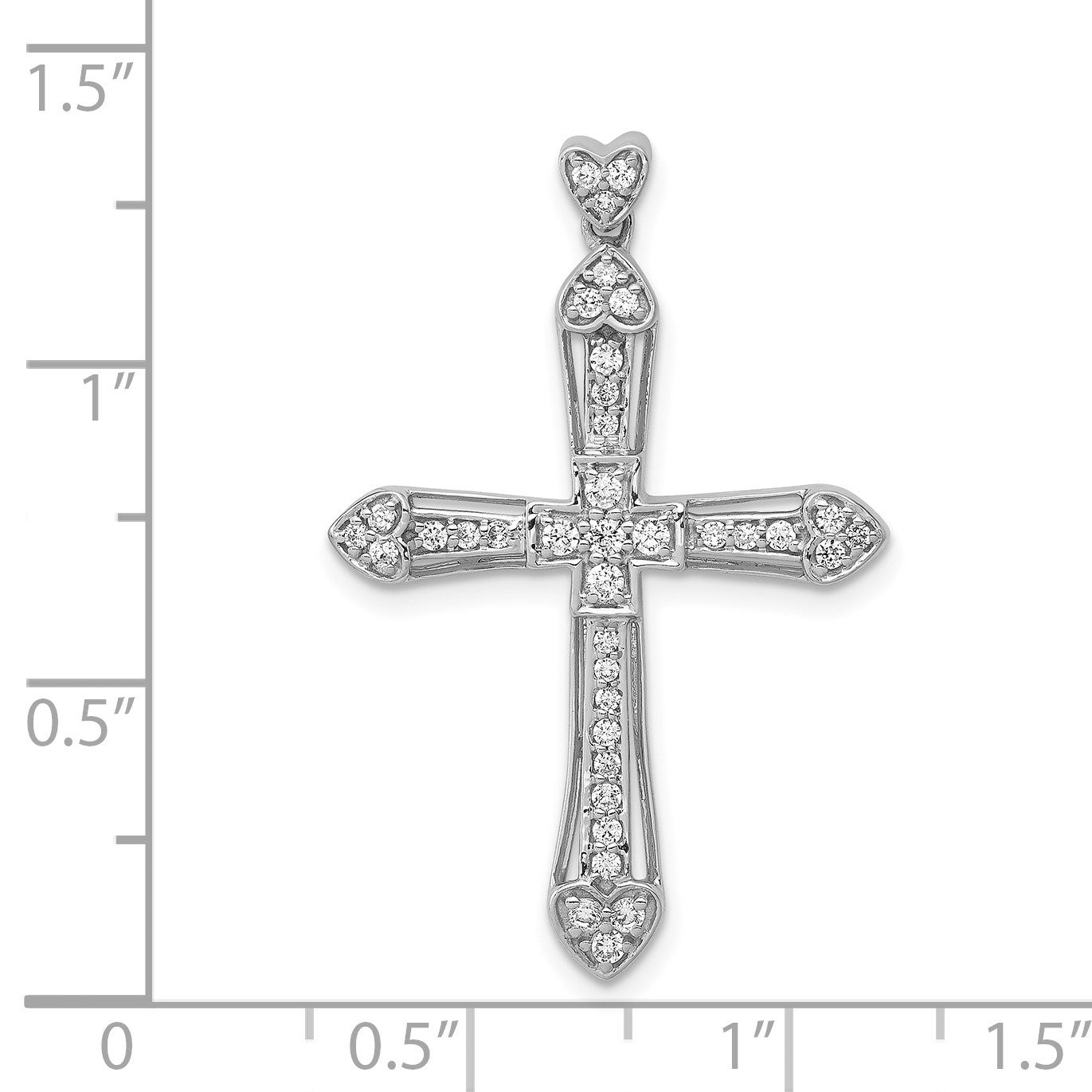 14k White Gold 1/3 carat Diamond Cross Pendant
