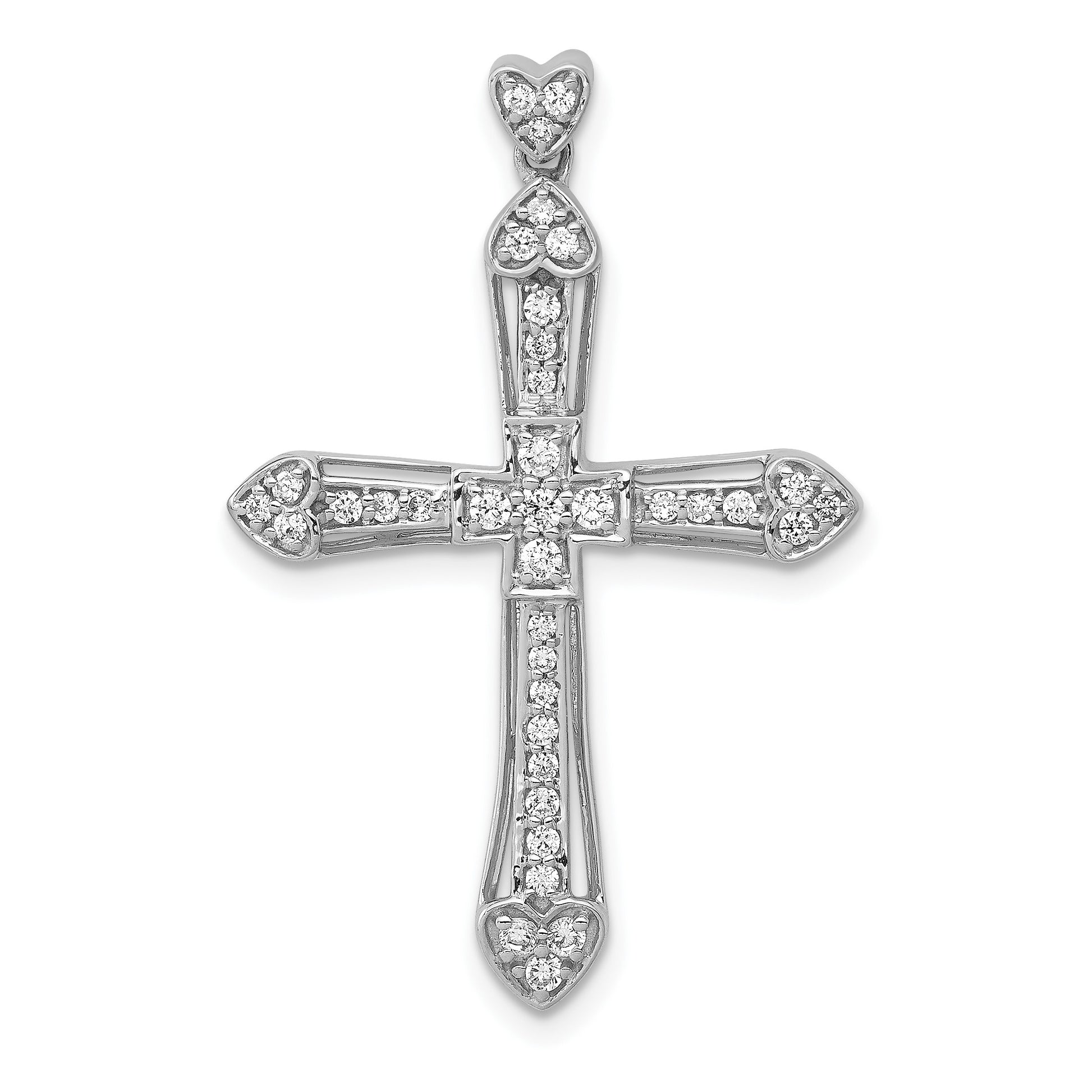 14k White Gold 1/3 carat Diamond Cross Pendant