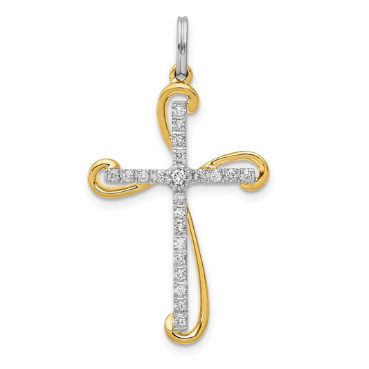 14k Two-tone 1/6ct. Diamond Cross Pendant