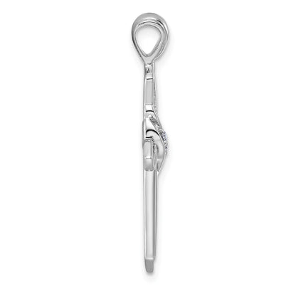 14k White Gold 1/20 carat Diamond Cross Pendant